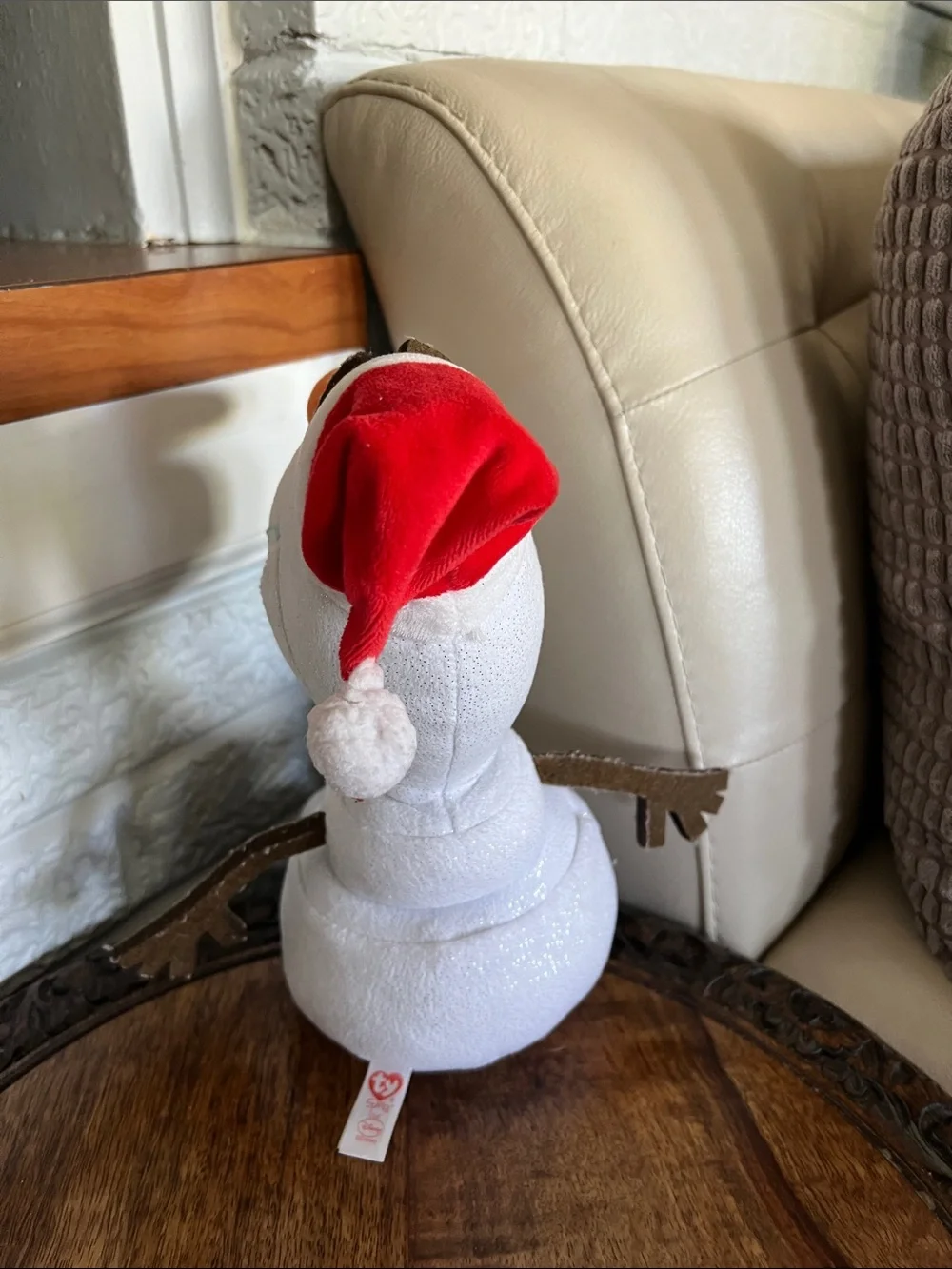 Large Olaf Plush Holiday Decor - White Snowman Plush with Orange Carrot Nose